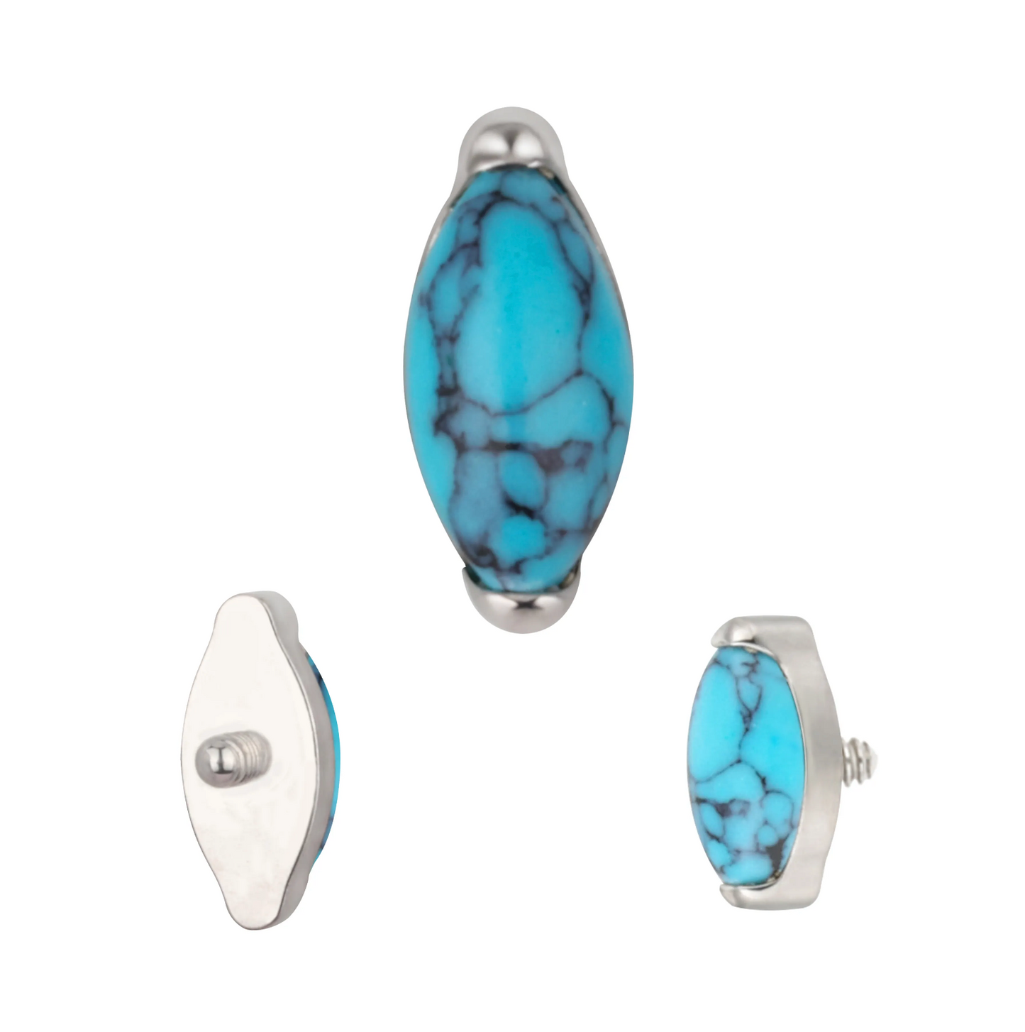 Marquise con Piedra Natural Turquesa Titanio ASTM F-136