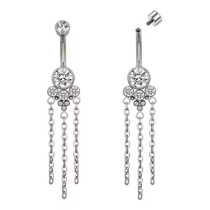 Navel 4 Cz Con Cadenas ASTM F-136