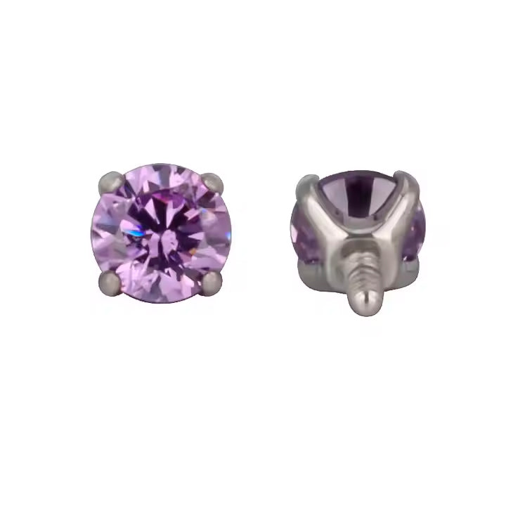 Piercing Con Piedra Color Amatista Pront Set Cz ASTM F-136