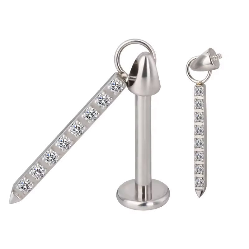 Piercing Barra Colgante 8 Cz Titanio ASTM F-136