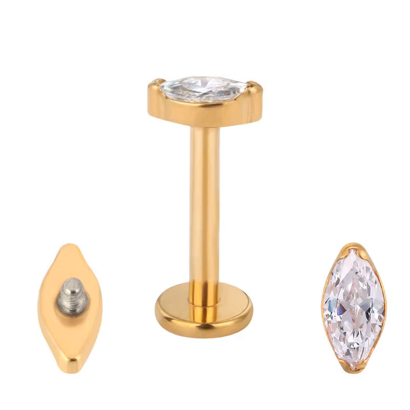 Marquise Dorado con Blanco Titanio ASTM F-136