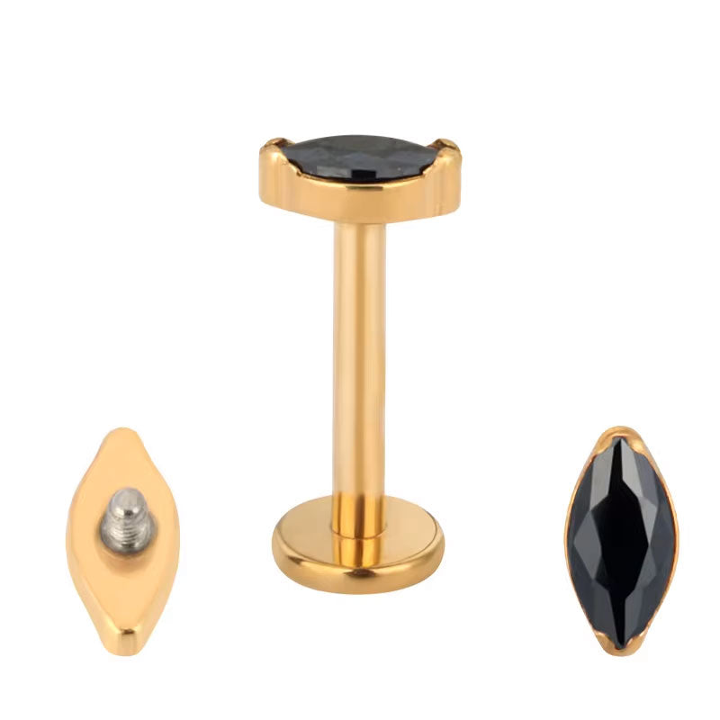 Marquise con Zircon Negro Titanio ASTM F-136