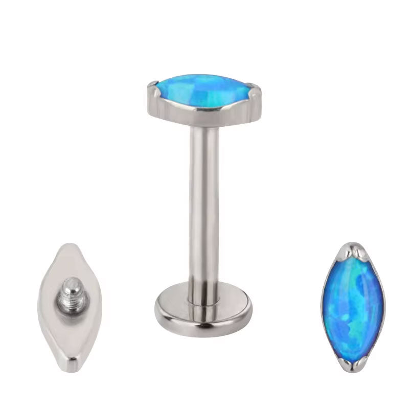Marquise con Opalo Azul Prong Set Titanio ASTM F-136