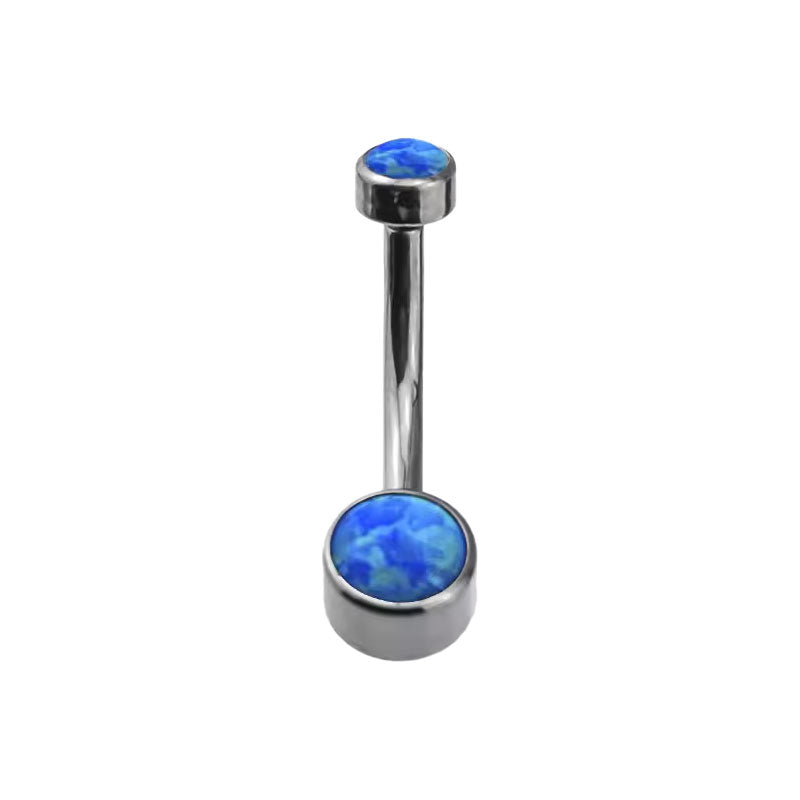 Navel para Ombligo Opalo Azul Titanio ASTM F-136