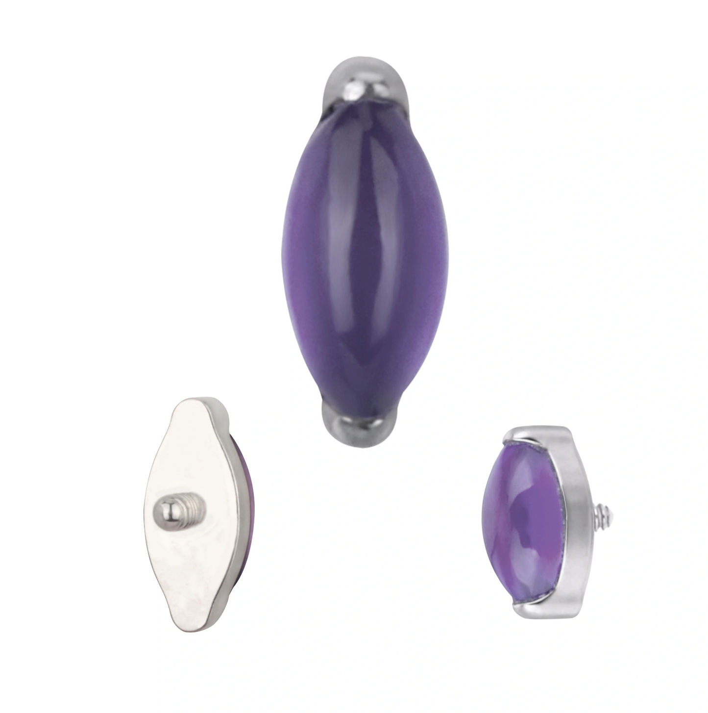 Marquise con Piedra Natural Amatista Titanio ASTM F-136