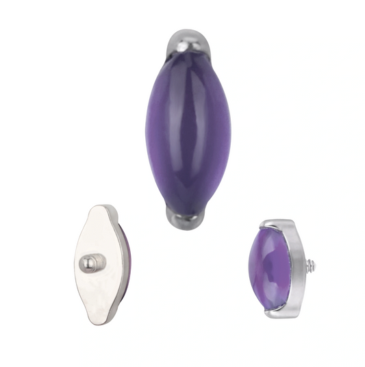 Marquise con Piedra Natural Amatista Titanio ASTM F-136