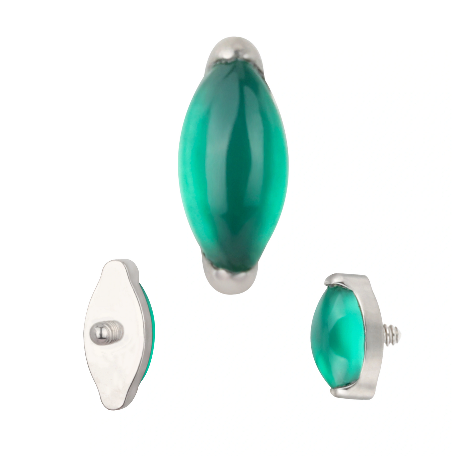 Marquise con Piedra Natural Onix Verde Titanio ASTM F-136