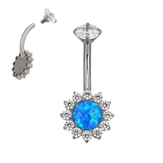 Navel Flor Cz + Opalo Azul