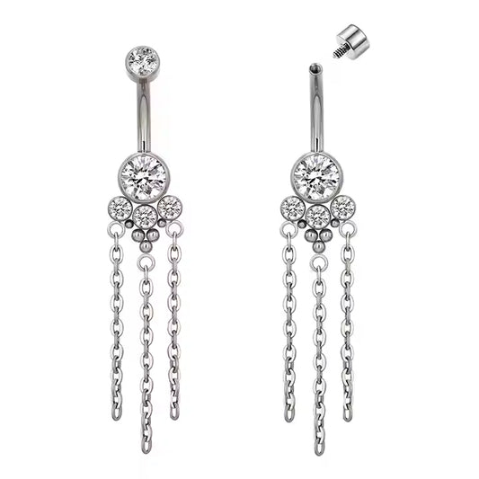 Navel 4 Cz Con Cadenas ASTM F-136
