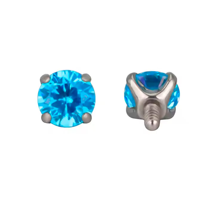 Piercing Con Piedra Color Celeste Pront Set Cz  ASTM F-136