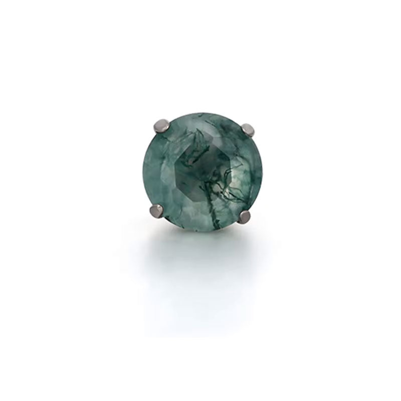 Piercing con Piedra Natural Agata de Musgo Titanio ASTM F-136