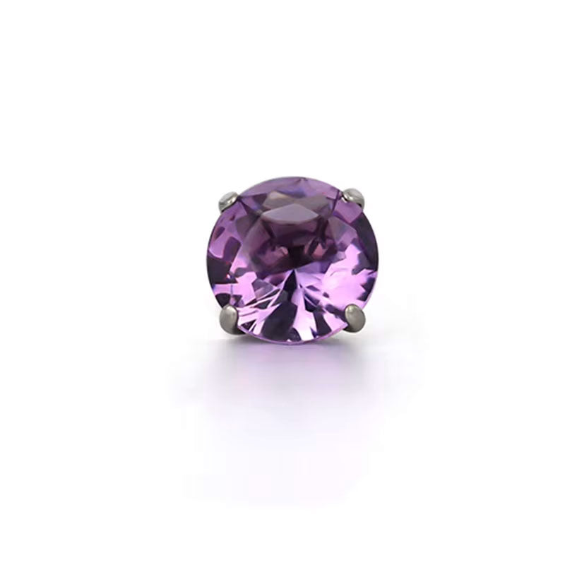 Piercing con Piedra Natural Amatista Prong Set Titanio ASTM F-136