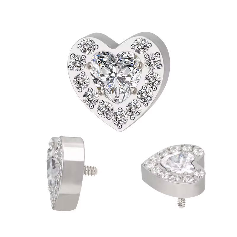 Piercing Corazón Blanco Cz Titanio ASTM F-136