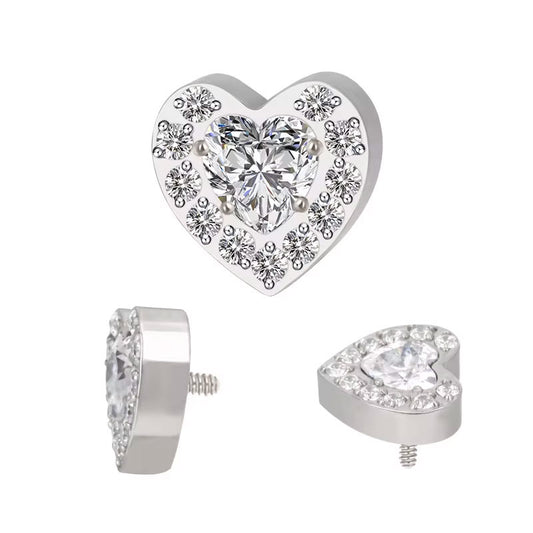 Piercing Corazón Blanco Cz Titanio ASTM F-136