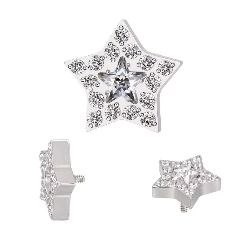 Piercing Estrella 15 Cz Blanca Titanio ASTM F-136