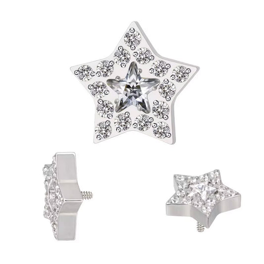 Piercing Estrella 15 Cz Blanca Titanio ASTM F-136