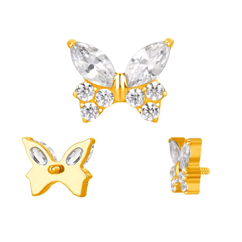Mariposa Marquise + Cz Dorado Titanio ASTM F-136
