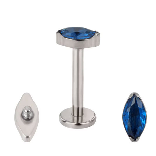 Marquise con Zircon Azul Titanio ASTM F-136
