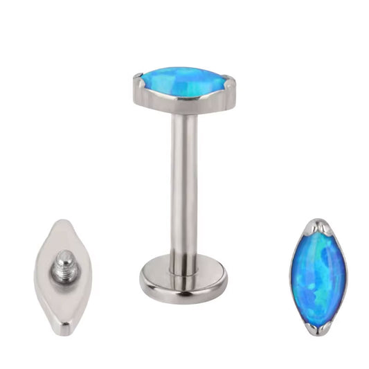 Marquise con Opalo Azul Prong Set Titanio ASTM F-136