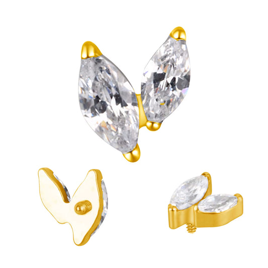 Marquise de 2 Hojas Dorado Titanio ASTM F-136