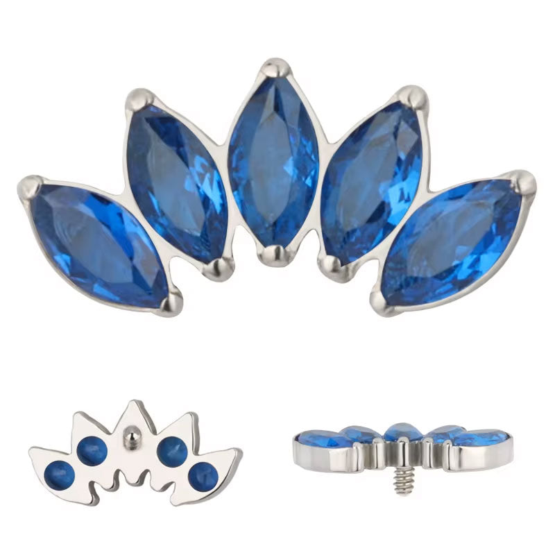 Cluster Marquise 5 Hojas Azul Titanio ASTM F-136