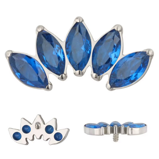 Cluster Marquise 5 Hojas Azul Titanio ASTM F-136