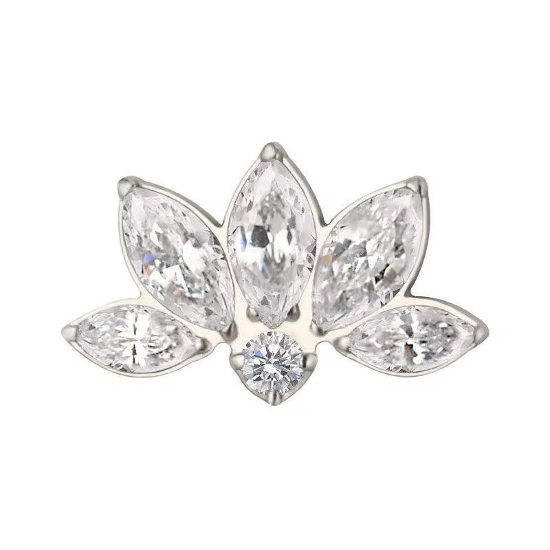 Cluster Marquise de 5 Hojas + punto Cz Titanio ASTM F-136