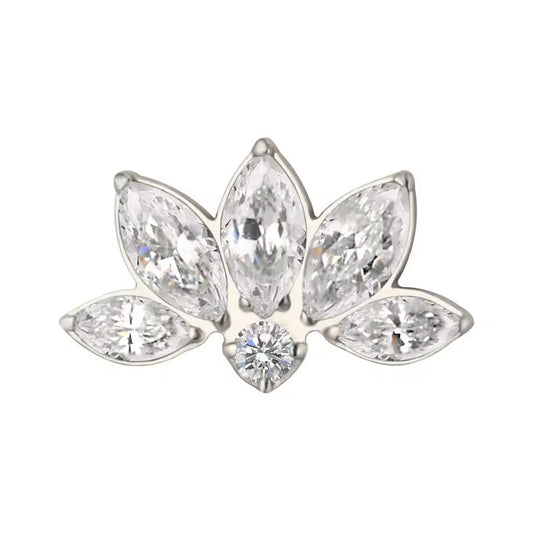 Cluster Marquise de 5 Hojas + punto Cz Titanio ASTM F-136