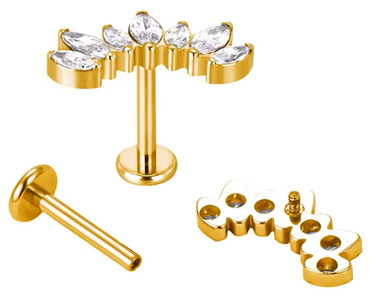 Cluster Marquise de 7 Hojas Dorado Titanio ASTM F-136