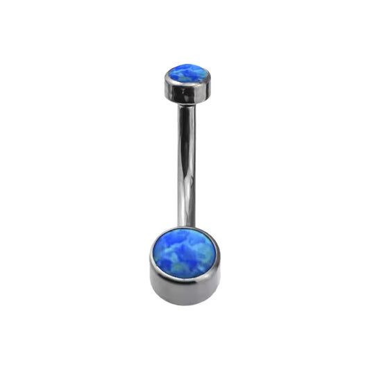Navel para Ombligo Opalo Azul Titanio ASTM F-136