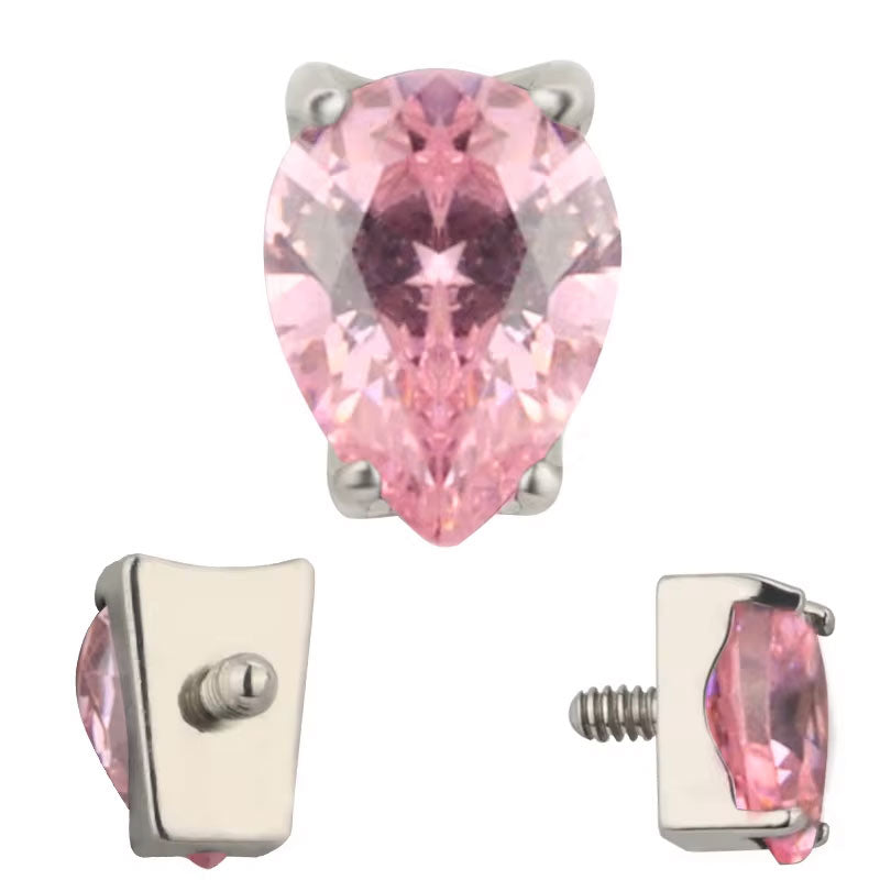 Pera Rosa Prong Set Titanio ASTM F-136
