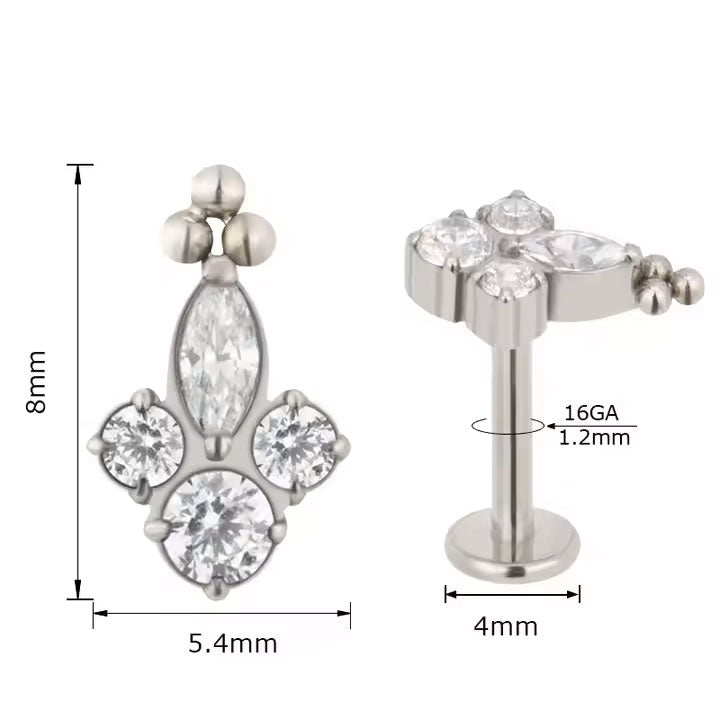 Top Marquise Cz Triball ASTM F-136